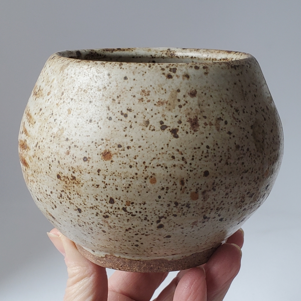 Signed Studio Pottery Pot Bowl Speckled Glaze Rustic Boho 1980